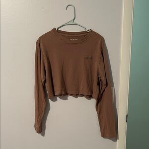 SET Active Brown Long Sleeve Crop Top